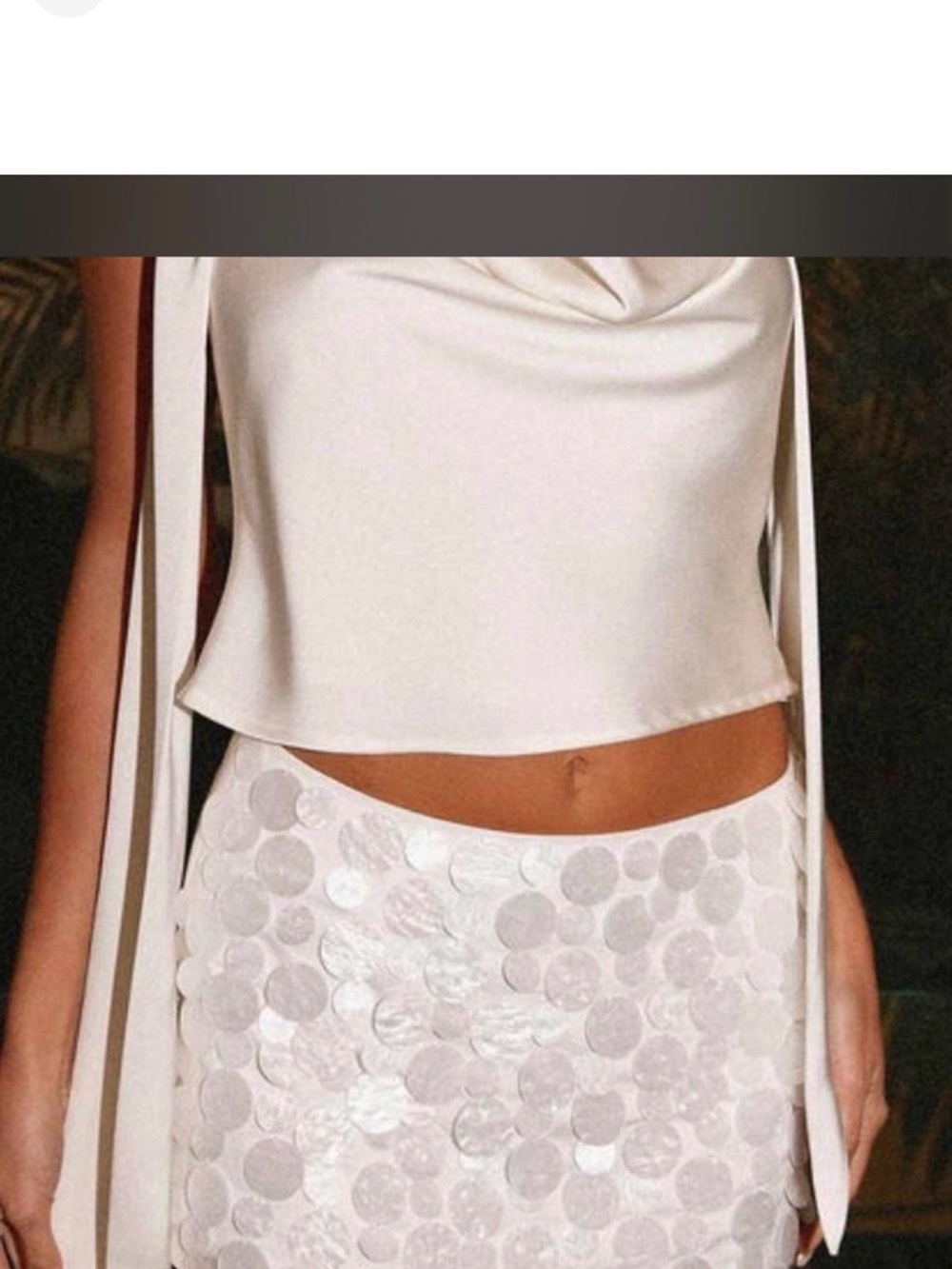 Peppermayo Cream Sequin Mini Skirt